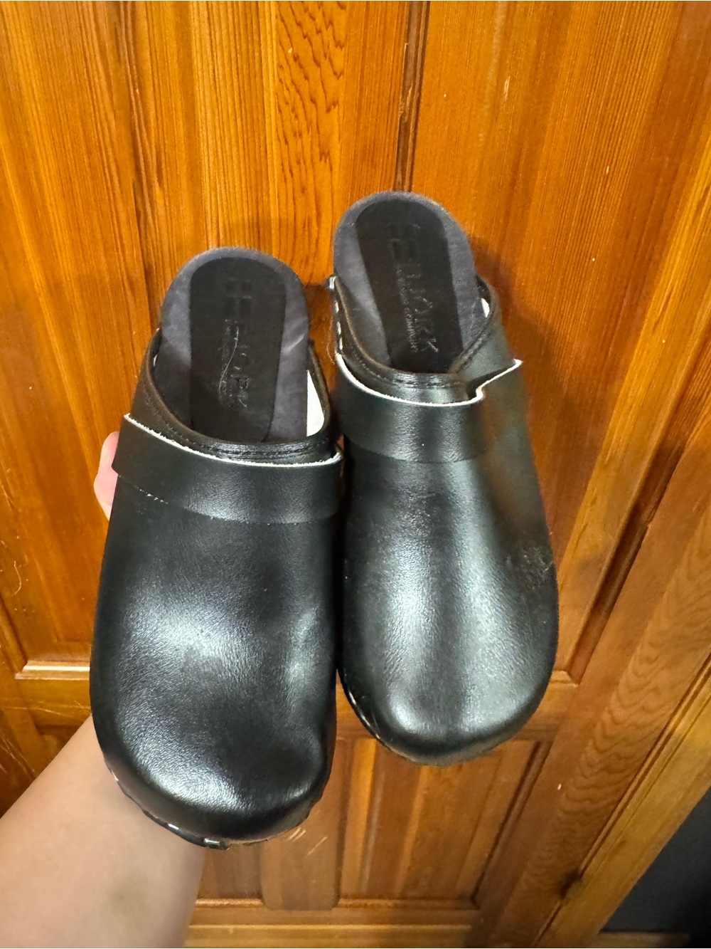 Björk MALA Wood Open Back Leather Clogs